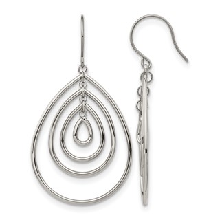 Chisel Stainless Steel Polished Dangle Shepherd Hook Earrings