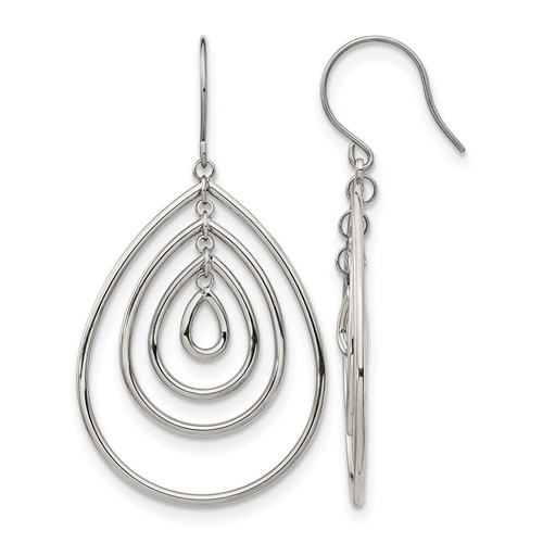 Chisel Stainless Steel Polished Dangle Shepherd Hook Earrings