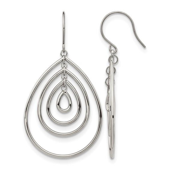 Chisel Stainless Steel Polished Dangle Shepherd Hook Earrings