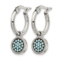 Chisel Stainless Steel Polished Earrings with Preciosa Crystal Circle Dangle Hoop view 2