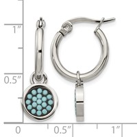 Chisel Stainless Steel Polished Earrings with Preciosa Crystal Circle Dangle Hoop view 4