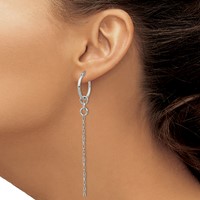 Stainless Steel Polished Long and Short Chain Dangle Hoop Earrings view 3