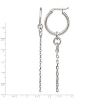 Stainless Steel Polished Long and Short Chain Dangle Hoop Earrings view 4