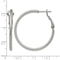Chisel Stainless Steel Polished and Textured 2mm Omega Back Hoop Earrings view 4
