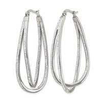 Chisel Stainless Steel Polished with Preciosa Crystal in and Out Twisted Hoop Earrings view 2