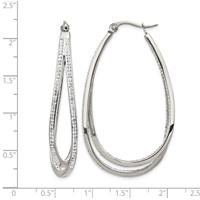 Chisel Stainless Steel Polished with Preciosa Crystal in and Out Twisted Hoop Earrings view 4