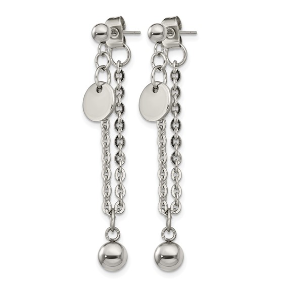 Chisel Stainless Steel Polished Chain Front and Back Post Dangle Earrings