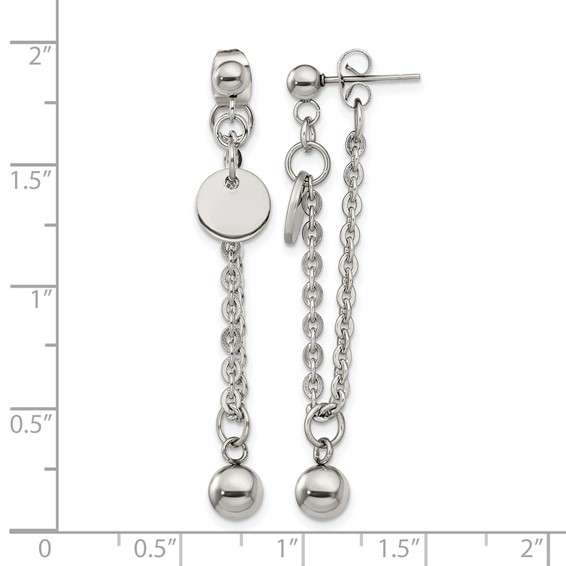 Chisel Stainless Steel Polished Chain Front and Back Post Dangle Earrings