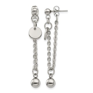 Chisel Stainless Steel Polished Chain Front and Back Post Dangle Earrings