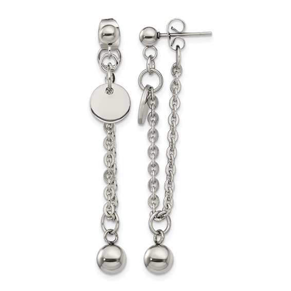 Chisel Stainless Steel Polished Chain Front and Back Post Dangle Earrings