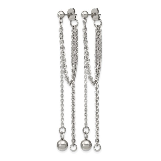Chisel Stainless Steel Polished Multi Chain Front and Back Post Dangle Earrings