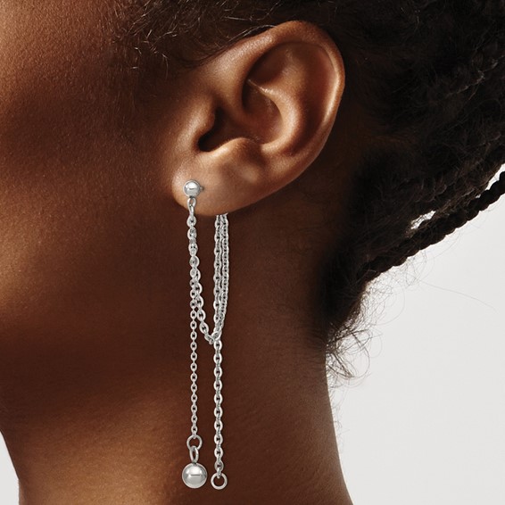 Chisel Stainless Steel Polished Multi Chain Front and Back Post Dangle Earrings