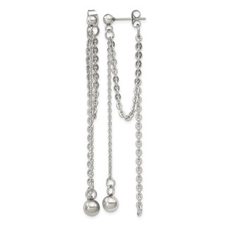 Chisel Stainless Steel Polished Multi Chain Front and Back Post Dangle Earrings