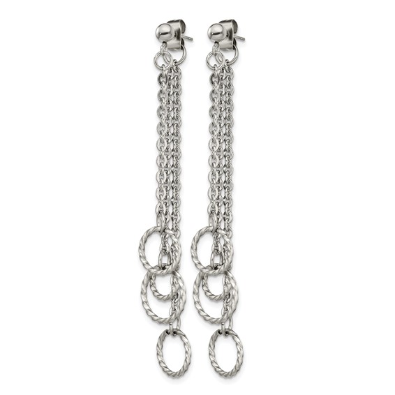 Chisel Stainless Steel Polished Multi Circles Front and Back Post Dangle Earrings