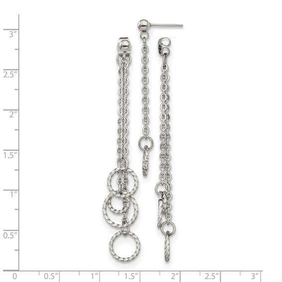 Chisel Stainless Steel Polished Multi Circles Front and Back Post Dangle Earrings