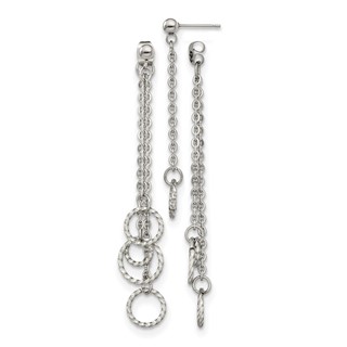 Chisel Stainless Steel Polished Multi Circles Front and Back Post Dangle Earrings