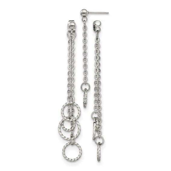 Chisel Stainless Steel Polished Multi Circles Front and Back Post Dangle Earrings