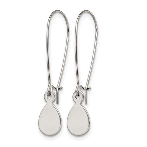 Chisel Stainless Steel Polished Teardrop Dangle Kidney Wire Earrings