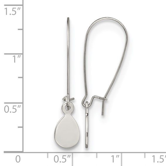 Chisel Stainless Steel Polished Teardrop Dangle Kidney Wire Earrings