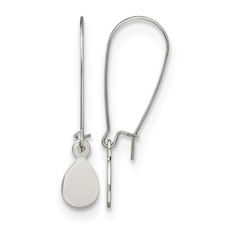 Chisel Stainless Steel Polished Teardrop Dangle Kidney Wire Earrings