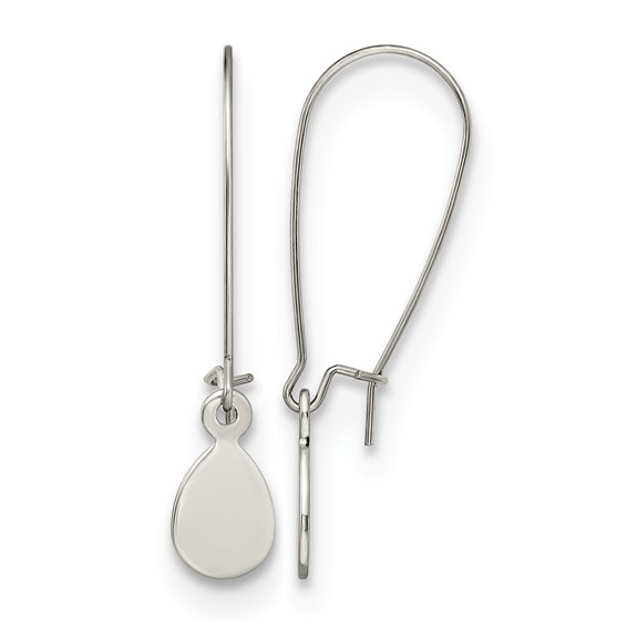 Chisel Stainless Steel Polished Teardrop Dangle Kidney Wire Earrings