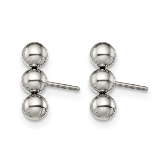 Chisel Stainless Steel Polished 3 Ball Post Earrings