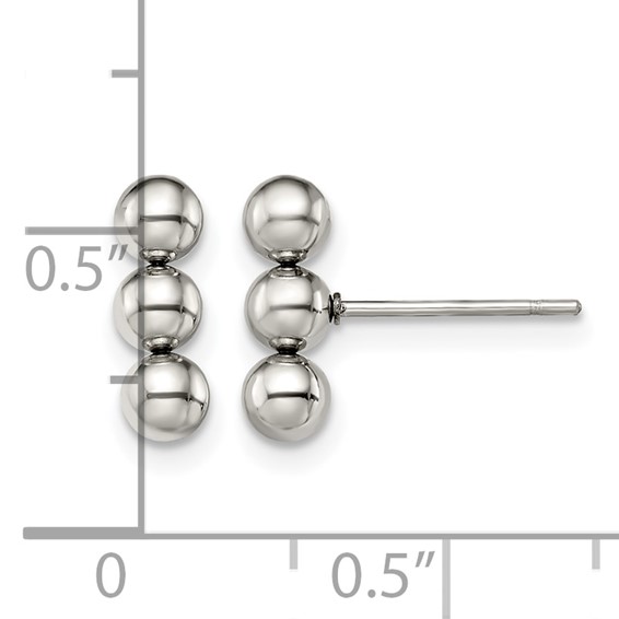 Chisel Stainless Steel Polished 3 Ball Post Earrings