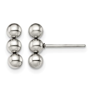 Chisel Stainless Steel Polished 3 Ball Post Earrings