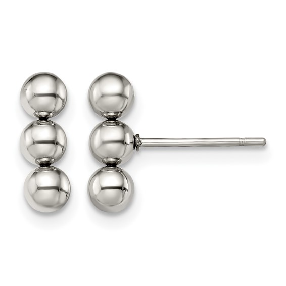 Chisel Stainless Steel Polished 3 Ball Post Earrings