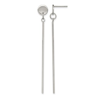 Chisel Stainless Steel Polished Disc with Bar Post Dangle Earrings