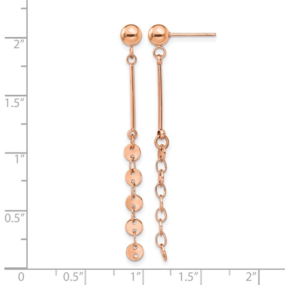 Chisel Stainless Steel Polished Rose IP-plated Post Dangle Earrings