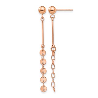 Chisel Stainless Steel Polished Rose IP-plated Post Dangle Earrings