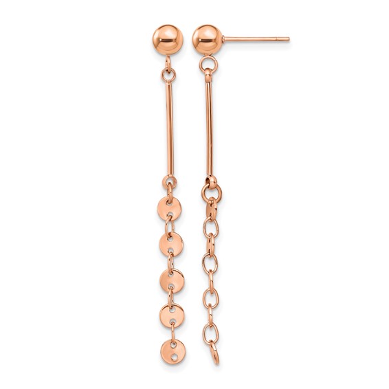 Chisel Stainless Steel Polished Rose IP-plated Post Dangle Earrings