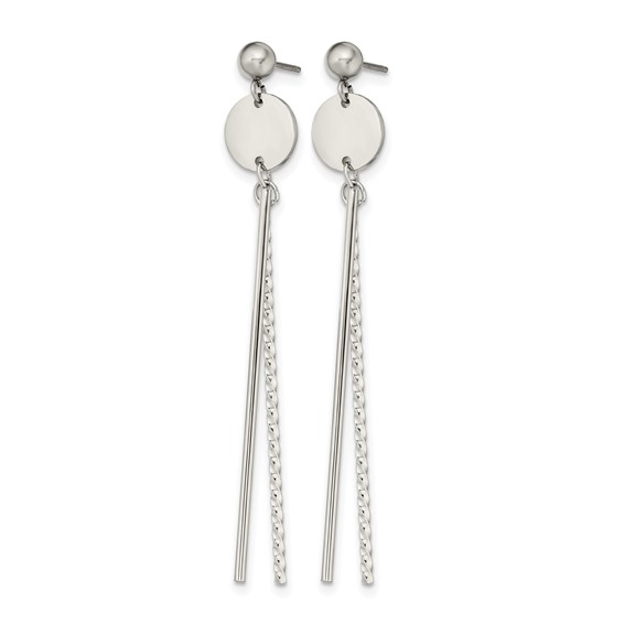 Chisel Stainless Steel Polished Disc and Bars Post Dangle Earrings
