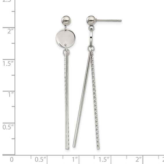 Chisel Stainless Steel Polished Disc and Bars Post Dangle Earrings