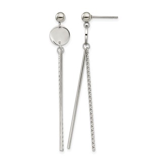 Chisel Stainless Steel Polished Disc and Bars Post Dangle Earrings
