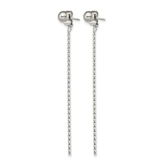 Chisel Stainless Steel Polished Bar Front and Back Post Dangle Earrings