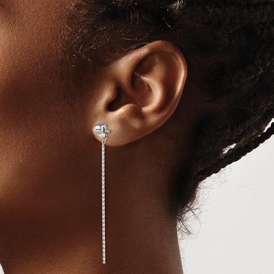 Chisel Stainless Steel Polished Bar Front and Back Post Dangle Earrings