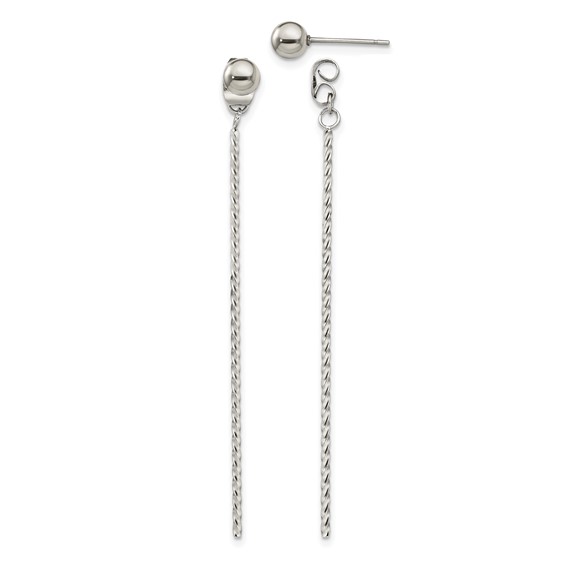 Chisel Stainless Steel Polished Bar Front and Back Post Dangle Earrings