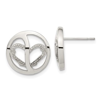Stainless Steel CZ Circle Heart Earrings