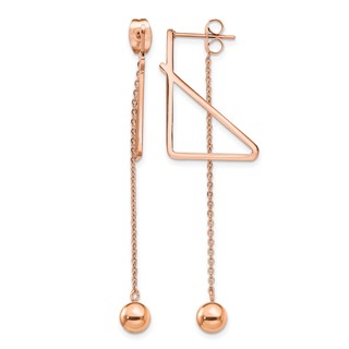 Chisel Stainless Steel Polished Rose IP-plated Front and Back Post Ball Dangle Earrings