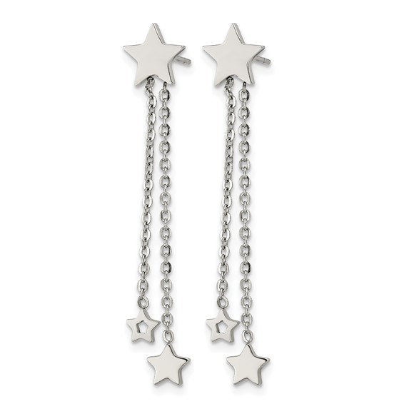 Chisel Stainless Steel Polished Stars Post Dangle Earrings