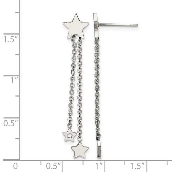 Chisel Stainless Steel Polished Stars Post Dangle Earrings