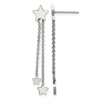 Chisel Stainless Steel Polished Stars Post Dangle Earrings