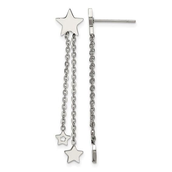 Chisel Stainless Steel Polished Stars Post Dangle Earrings