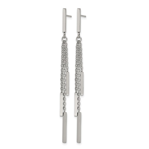 Chisel Stainless Steel Polished Bar Post Dangle Earrings