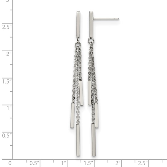 Chisel Stainless Steel Polished Bar Post Dangle Earrings