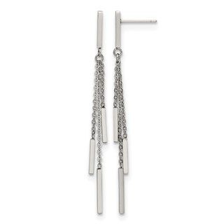 Chisel Stainless Steel Polished Bar Post Dangle Earrings