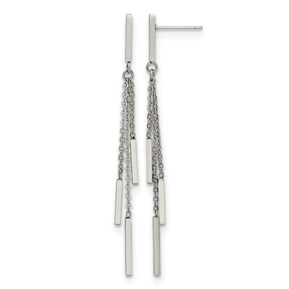 Chisel Stainless Steel Polished Bar Post Dangle Earrings