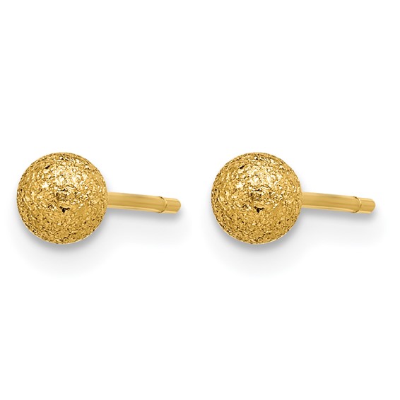 Chisel Stainless Steel Polished Laser cut Yellow IP-plated 4mm Ball Post Earrings
